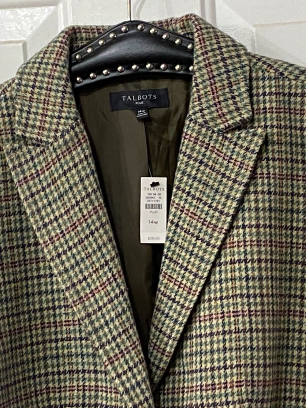 NWT Talbots Sz 14W Womens Wool Blend Jacket Button Front Pockets 2 Pockets Check - Picture 2 of 13